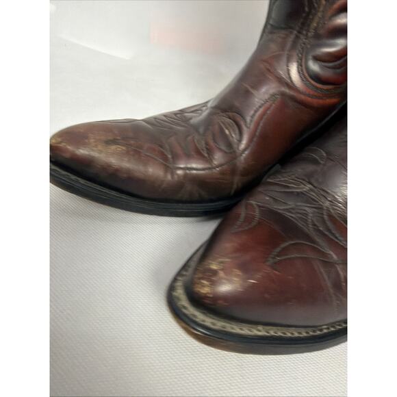 Acme Calf Oxblood Cowboy Western Boots Burgundy Leather USA Sz 9.5 D main image 6